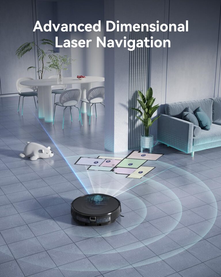 Kewbily Robot Vacuum and Mop Combo, LiDAR Navigation with Ultra Slim Design, Smart Mapping Robotic Vacuum Cleaner, 9000Pa Suction, Customizable Cleaning for Pet Hair, Carpets, and Hard Floors - Image 8
