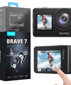 AKASO Brave 7 4K30FPS 20MP WiFi Action Camera with Touch Screen IPX8 33FT Waterproof Camera EIS 2.0 Zoom Support External Mic Voice Control with 2X 1350mAh Batteries Vlog Camera
