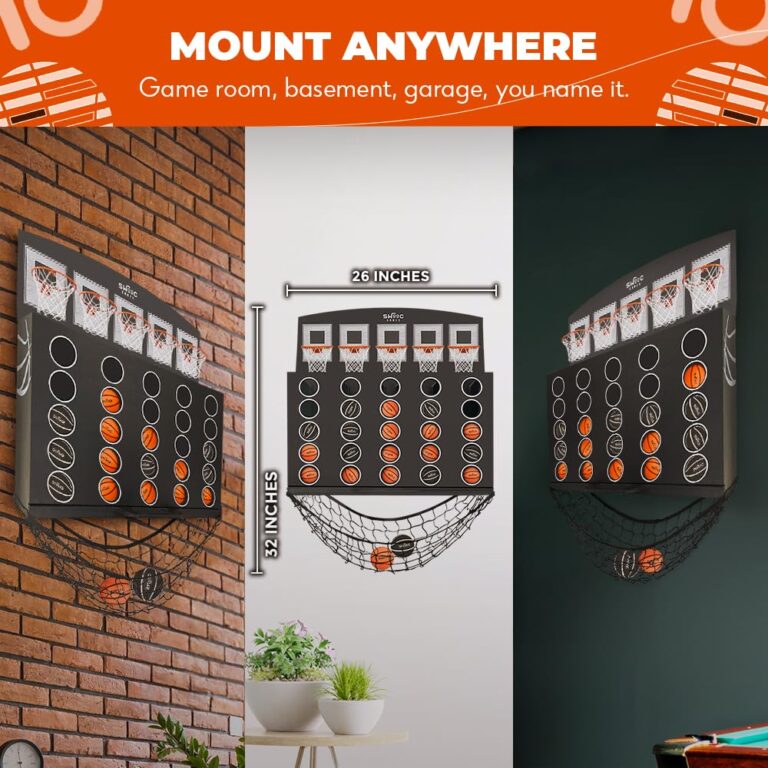 SWOOC Games - Low Post Lineup™ | Wall Mounted Giant Basketball 4 In A Row w/ 5+ Games | Basketball Hoop For Room Wall Games | Game Room Games | Mini Basketball Hoop Indoor Connect | Four In A Row Game - Image 2