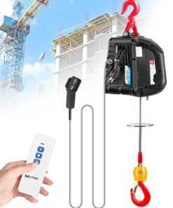 NEWTRY 3 in 1 Electric Hoist Winch 440lb, 16ft/min Manual|Cable| Control, 62ft Portable Power Electric Lift with Sling Strap for Lifting Small Engines, Bicycles, Groceries