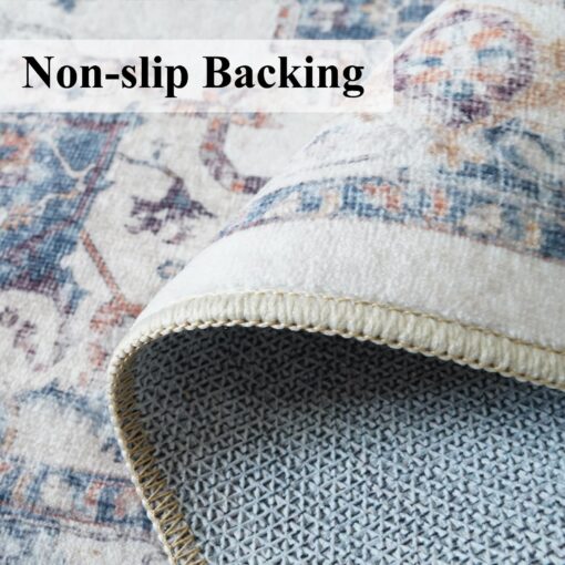 Washable 3x18 Hallway Runner Rug: Vintage Low Pile Soft Kitchen Entry Runner Long Non-Shedding Distressed Carpet for Living Room Dining Room Non Slip Thin Floor Mat for Bathroom Bedroom (3X18, Brick) - Image 2