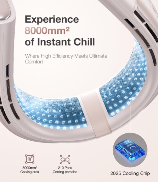 TORRAS COOLiFY 2S Neck Fan [2025 Upgraded], 28H Extended Battery Life, Neck Fans that Blow Cold Air, APP Control, Portable Neck Fan, Neck Air Conditioner for Travel, Work, Hiking. Apricot - Image 4