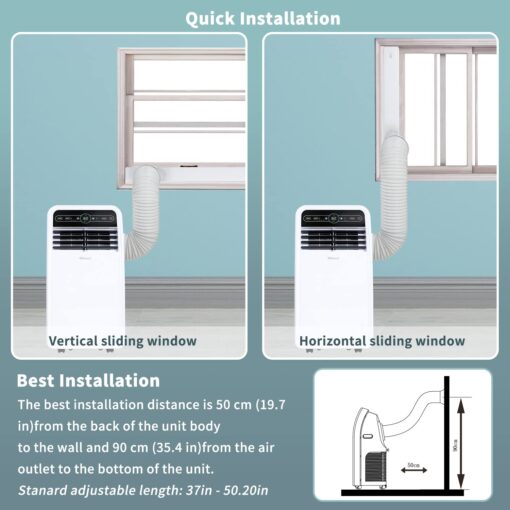 Shinco 8,000 BTU Portable Air Conditioner, AC Unit with Built-in Cool, Dehumidifier & Fan Modes for Room up to 200 sq.ft, Conditioner Remote Control, 24 Hour Timer, Installation Kit - Image 6