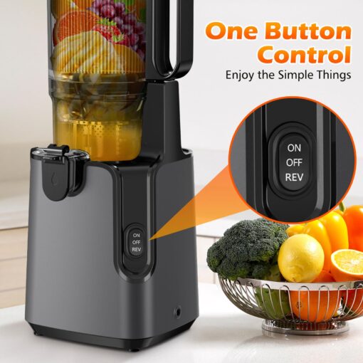Cold Press Juicer, 6.1" Extra Large Feed Chute Juicer Machines for Whole Vegetables and Fruits, 350W Slow Masticating Juicer Machines Easy to Clean, High Juice Yield (Titanium Gray) - Image 3