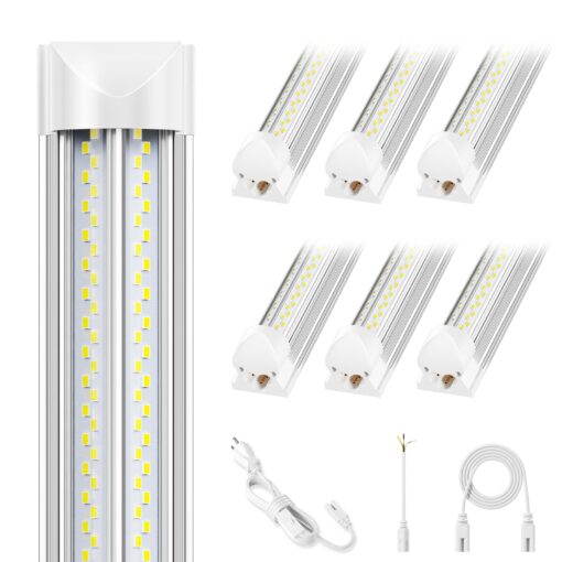 ELEKICO 6 Pack 100w 8ft Led Shop Light, Super Bright 15000lm 5000k V Shape 8' Led Shop Lights, Linkable 8 Foot Led Shop Lights for Garage Warehouse, Supermarket, Basement, Barn, Storage Area