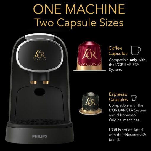 L'OR Barista System Coffee and Espresso Machine Combo by Philips, Premium Brushed Silver Metallic Accents, Matte Grey - Image 6