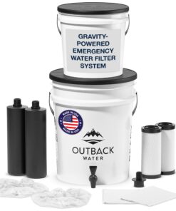 Outback Water Emergency Drinking Water Filter System w/Extra Filter Replacement Kit - Gravity Fed Bucket Water Filtration for Survival, Off-Grid, Disaster Preparedness, Travel, & Camping, Bug Out Kit