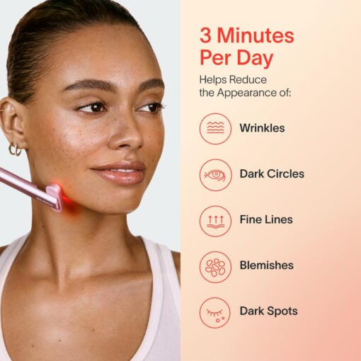 Solawave 4-in-1 Red Light Therapy Facial Wand | Anti-Aging Red Light Therapy for Face and Neck | Galvanic Microcurrent Gua Sha Facial Massager | Wrinkle Reduction | Solawave Original | Rose Gold - Image 8