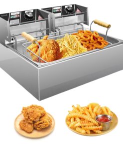 Commercial Deep Fryer with Baskets, 3400W 12.7QT/12L Thickened Stainless Steel Countertop Electric Oil Fryer, Large Capacity with Temperature Control (12L Pro)