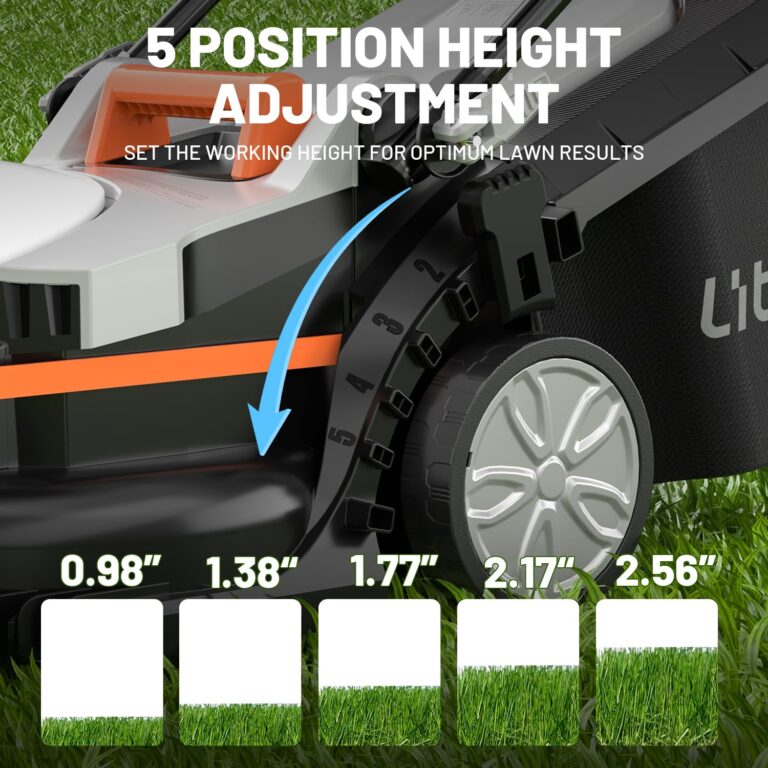 Litheli Cordless Lawn Mower 13 Inch, U20 Handy+ 20V Electric Lawn Mowers for Garden, Yard and Farm, 5 Heights Adjustment, Light Weight,4.0Ah Portable Battery Included - Image 7