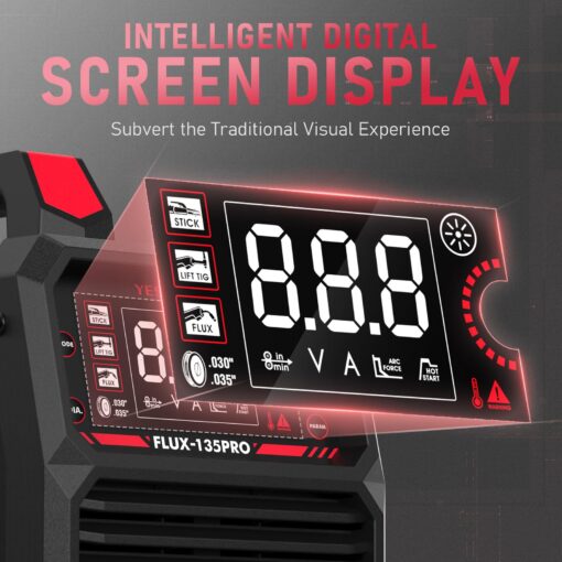 YESWELDER 135Amp MIG Welder,110V Flux Core Welder Flux MIG/Lift TIG/Stick 3-in-1 Large LED Digital Display Welding Machine IGBT Inverter Welder FLUX-135PRO - Image 5