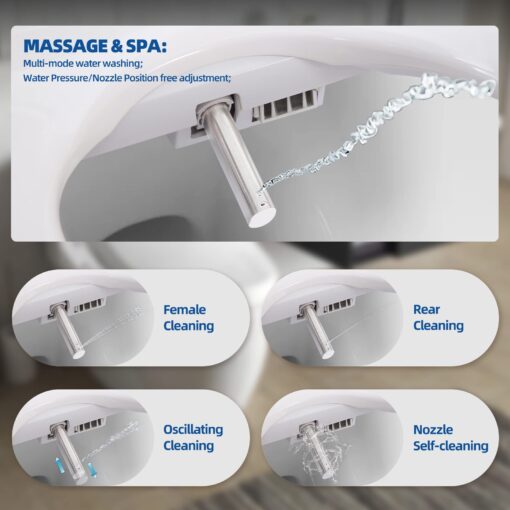 TooCust Bidet Toilet Seat Elongated - Electronic Heated Toilet Seat Elongated with Dryer and Warm Water, Temperature Controlled Wash, Smart Touch Panel, Nightlight, Elongated Toilet Seat Slow Close - Image 5