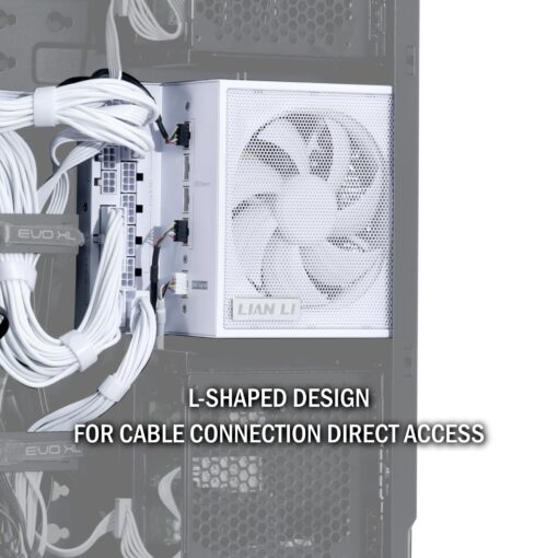 Lian Li Edge Series-1000W Full Modular Power Supply-80 Plus Platinum-ATX 3.0, 3.1-PCIE 5.1-L-Shape Design for Dual Chamber Case-120mm FDB Fan-Supports up to 4X USB Devices-White (EG1000WE.US) - Image 7