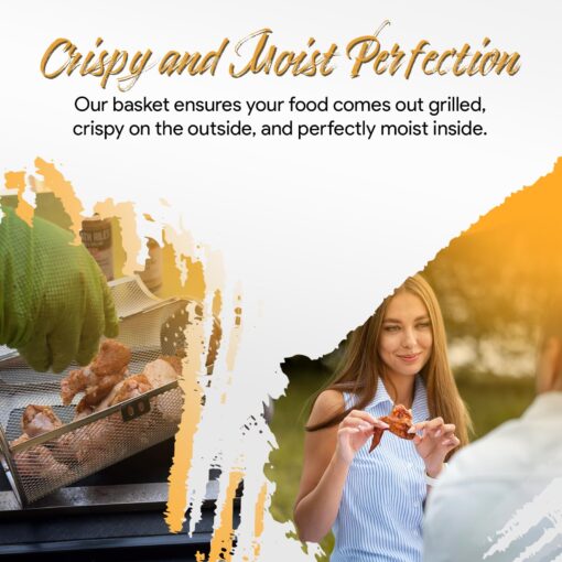 ROTO-Q 360 Stainless Steel Rotisserie Kit - Non-Electric, Wind-Up Spit Roaster with Rotisserie Basket, Flat Cage, Skewer Set, and Cooking Mat for Grills, Ovens, and Smokers - Indoor & Outdoor BBQ Use - Image 7