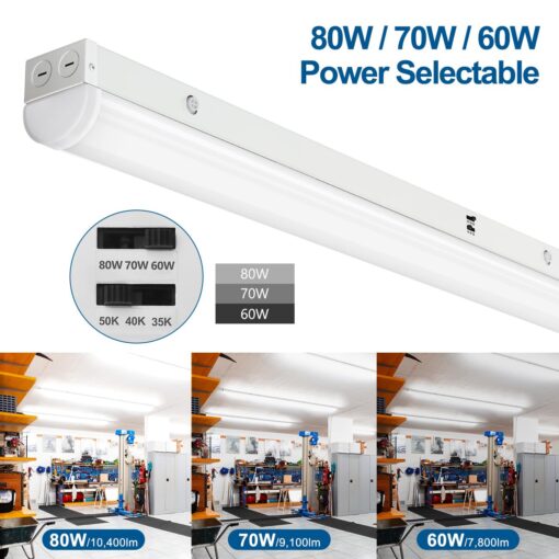 DAKASON 8FT LED Linear Light Fixture, 8 Foot LED Shop Lights 80/70/60W 35/40/5000K CCT Selectable, 8 Feet Commercial Bay Lighting Fluorescent Tube Replacement for Garage Warehouse 4 Pack - Image 7