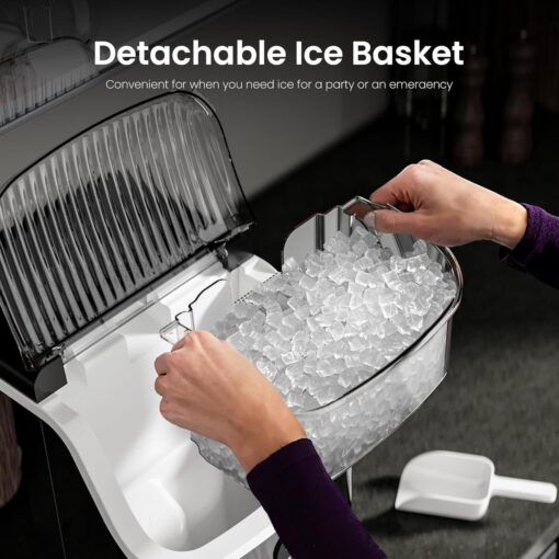 Nugget Ice Maker Countertop, 35Lbs/Day Portable Table Top Machine with Chewable & Crushed Ice, Self-Cleaning, One-Touch Operation for Home(Stainless Steels Black) - Image 4