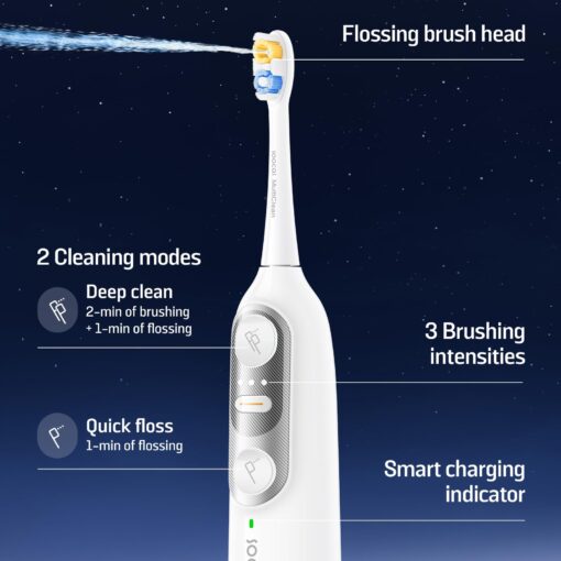 Soocas NEOS II - Electric Toothbrush with Water Flosser, Sonic Electric Toothbrush for Adults, Cordless Water Flosser for Travel, Portable Oral Irrigator, 100% Plaque Removal, Pearl White - Image 6