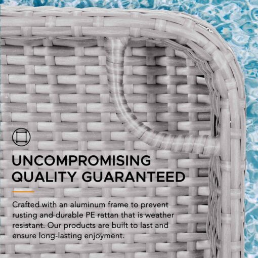 Sunjoy Wicker Floating Tray 36x24 in. Aluminum Frame Pool Tray - Swimming Floating Serving Tray for Drinks, Snacks, and Essentials - Fits Most Pool Sizes - Perfect for Pool Parties and Relaxing, Grey - Image 8