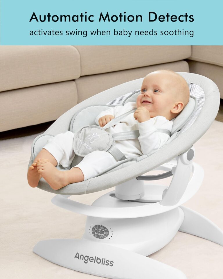 Angelbliss 3 in 1 Baby Swing with Motion Detection, Portable Baby Swings for Infants with Removable Rocker & Stationary Seat, Bluetooth Enabled with 3 Unique Motions (White) - Image 3