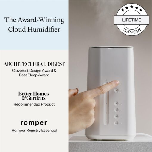 Vitruvi Cloud Bedside Humidifier, White Humidifier, 24 Hr Run Time, 602ft Coverage, Large Home Bedroom, Baby Room - Includes 3 Month Filter - Image 5
