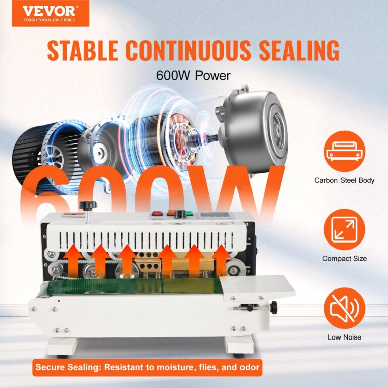 VEVOR Continuous Bag Band Sealing Machine FR770A Horizontal Bag Sealer with Digital Temperature Control Band Sealer Machine for 0.02-0.08 mm Plastic Bags Continuous Band Sealer with Printing Function - Image 7