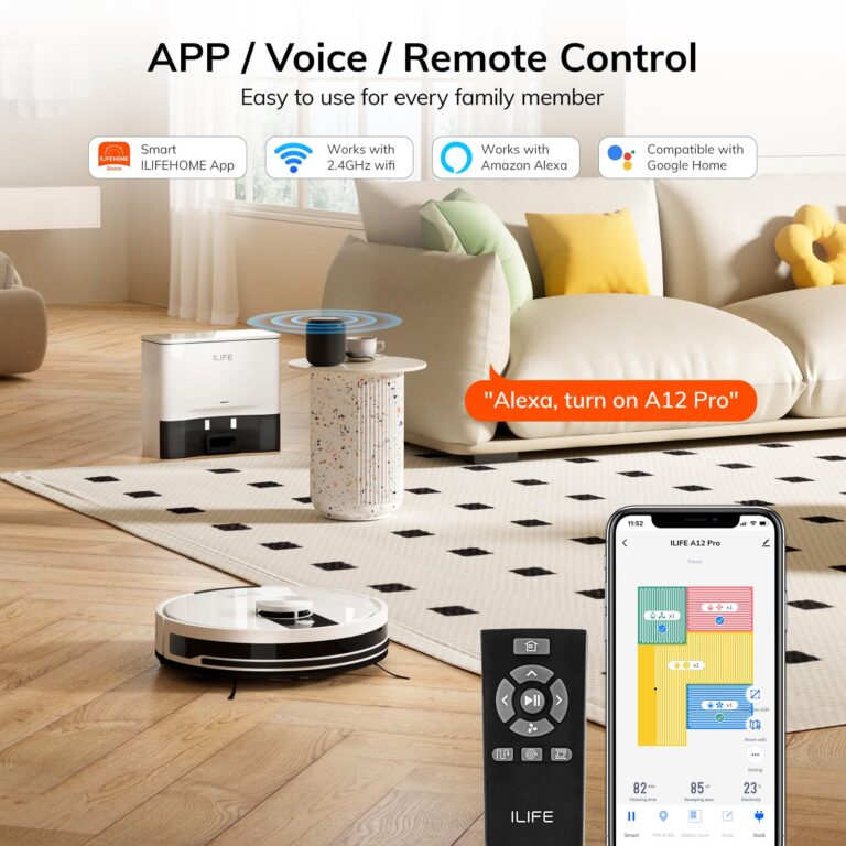 ILIFE A12 Pro Robot Vacuum and Mop Combo, Self Emptying Station for 60 Days, LiDAR Navigation, Home Mapping, No-Go Zones, 2.4G WiFi/App/Alexa/Remote Control, for Hard Floors, 110V - Image 3