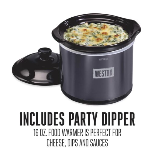 WESTON 2-in-1 Programmable Slow Cooker & Electric Indoor Smoker, 6 Quart, 3-Tier Smoking Rack for Meat, Cheese and More, Dishwasher Safe Crock, Temperature Probe, Includes 16 oz. Party Dipper, Black - Image 5