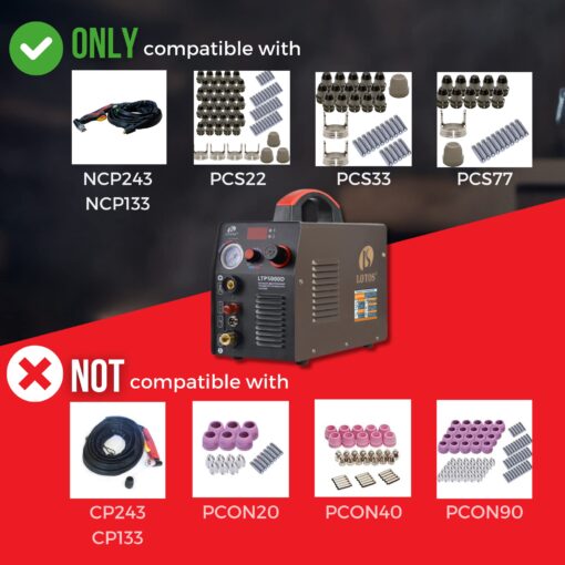 LOTOS LTP5000D Plasma Cutter, 2024 Upgraded 5/8" 16mm Clean Cut 3/4" 20mm Severance Cut 50A Non-Touch Pilot Arc Plasma Metal Cutter Machine, Plasma Cutting Equipment, Dual Voltage 120V or 240V, Brown - Image 4