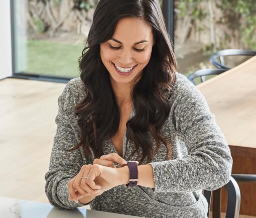 Fitbit Versa 2 Health and Fitness Smartwatch with Heart Rate, Music, Alexa Built-In, Sleep and Swim Tracking, Bordeaux/Copper Rose, One Size (S and L Bands Included) - Image 3