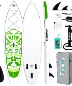 FunWater Inflatable 10'6×33"×6" Ultra-Light (17.6lbs) SUP for All Skill Levels Everything Included with Stand Up Paddle Board, Adj Floating Paddles, Pump, ISUP Travel Backpack, Leash,Waterproof Bag