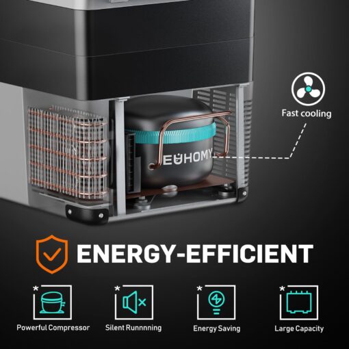 EUHOMY 12 Volt Refrigerator, 59QT(55L) Electric Cooler, 12V Fridge APP Control, 12V Cooler -4℉~68℉, Portable Freezer 12/24V DC 110-240V AC for Camping, Travel, Truck, Home - Image 7
