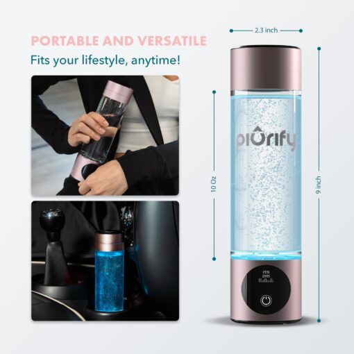 Hydrogen Water Bottle Generator - Up to 4100+ PPB Concentration - SPE/PEM Technology - Certified H2 Generator - Portable Athletic Performance & Hydration System - 6-Hour Hydrogen Retention (Pink) - Image 3