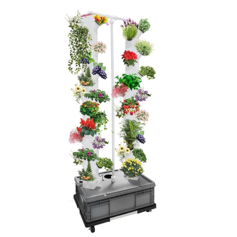 Buhyujkm Vertical Hydroponic Garden Tower,56 Slots Hydroponics Tower | Multifunctional Plants Germination Kit for Fruits and Vegetables