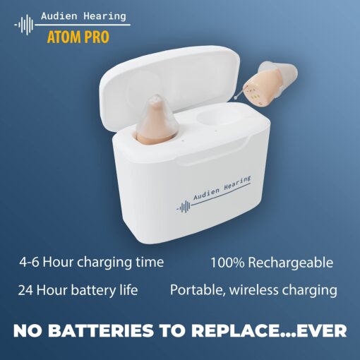 Audien ATOM PRO Wireless Rechargeable Hearing Amplifier to Aid and Assist Hearing, Premium Comfort Design and Nearly Invisible - Image 5