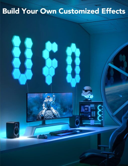 Govee Glide Hexa Light Panels, RGBIC Hexagon LED Wall Lights, Wi-Fi Smart Home Decor Creative Wall Lights with Music Sync, Works with Alexa Google Assistant for Indoor Decor, Gaming Decor, 10 Pack - Image 8