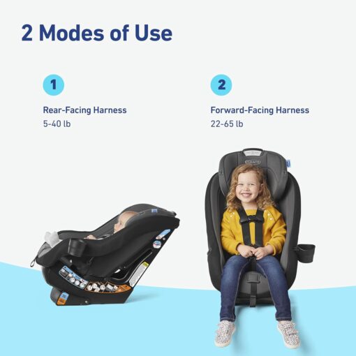 Graco Contender Slim Convertible Car Seat, West Point, Space-Saving Design, Lightweight and Compact - Image 6
