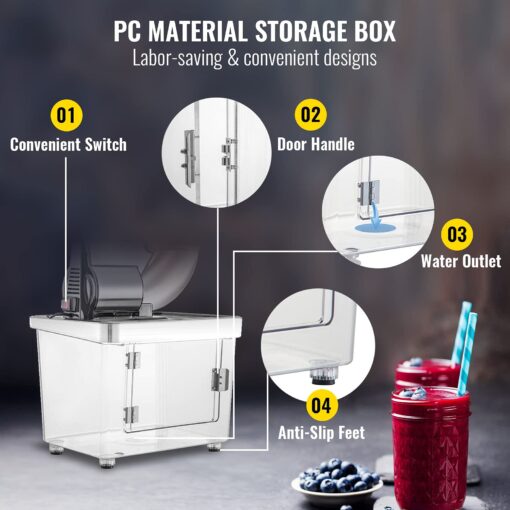 VEVOR 110V Commercial Ice Crusher 661LBS/H, ETL Approved 300W Electric Snow Cone Machine with Dual Blades, Stainless Steel Shaved Ice Machine with Safety On/Off Switch for Family, Restaurants, Bars - Image 4