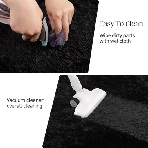 Puremy Black Area Rug - 9x12, Soft Plush for Living Room, Bedroom & Nursery, Non-Slip Indoor Carpet for Study, Kids Room Decor - Image 5