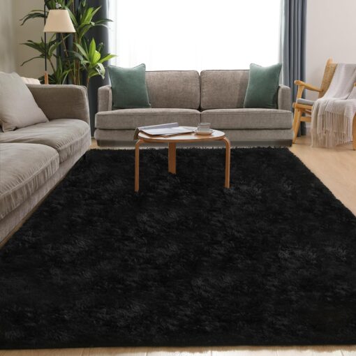 Puremy Black Area Rug - 9x12, Soft Plush for Living Room, Bedroom & Nursery, Non-Slip Indoor Carpet for Study, Kids Room Decor - Image 4