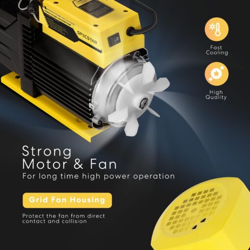 SPECSTAR 3/4 HP 7.2 CFM 110V Dual Stage Rotary Vane HVAC Air Vacuum Pump for R134a R12 R22 R502 R410a Systems with 2 Oil Bottles for Air Conditioner Servicing Resin Degassing and More - Image 7