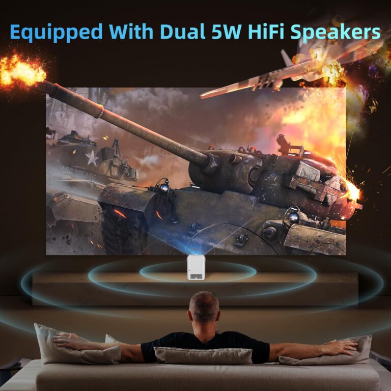 Smart Projector 4K Android System, 15000Lm Mini Projector with WiFi and Bluetooth, 4K Outdoor Projector Max 300” Digital ±45° 4D Keystone Zoom Support, Compatible with Phone, TV Stick, Game, USB - Image 4
