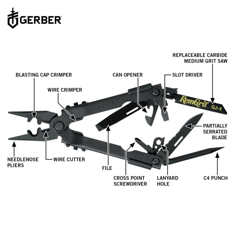 Gerber Gear Gear Multi-Plier 600 - 14-in-1 Bladeless Multipurpose Tool with Screwdriver, Needlenose Pliers, Can Opener, Wire Cutter & More - With Blasting Cap Crimper - Survival Tools - Image 2