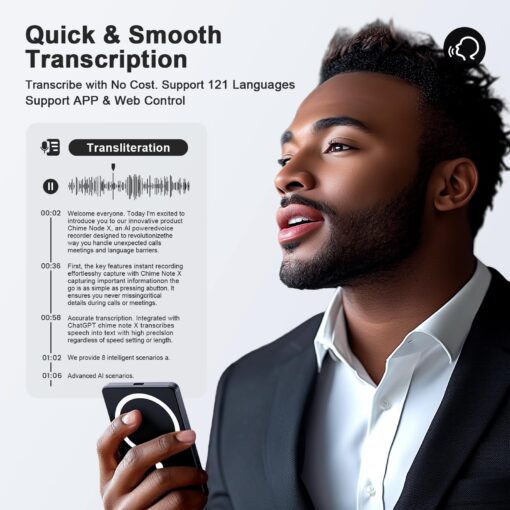 AI Voice Recorder, Digital Voice Recorder App Control, Transcribe & Summarize & Translation Empowered by ChatGPT, Wireless Charging, 107 Languages, 64GB Memory for Lecture, Meeting, Calls, Interview - Image 8