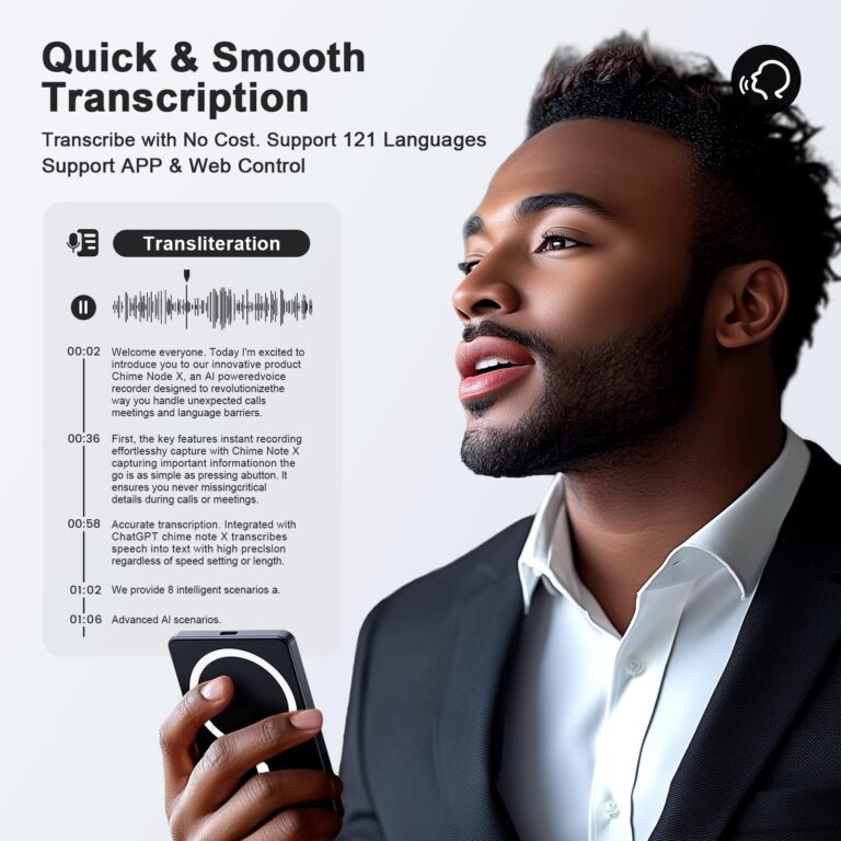 AI Voice Recorder, Digital Voice Recorder App Control, Transcribe & Summarize & Translation Empowered by ChatGPT, Wireless Charging, 107 Languages, 64GB Memory for Lecture, Meeting, Calls, Interview - Image 8