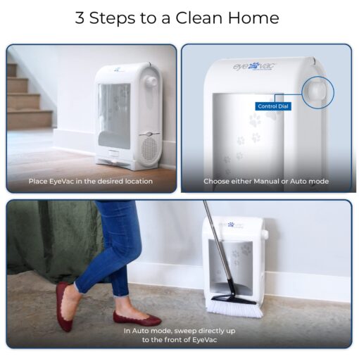 EyeVac Pet Touchless Vacuum Automatic Dustpan - Ultra Fast & Powerful - Great for Sweeping Cat Dog Pet Hair Food Dirt Kitchen, Corded Canister Vacuum, Bagless, Automatic Sensors, 1400 Watt (Black) - Image 3