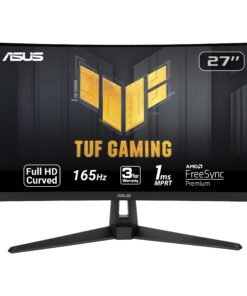 ASUS TUF Gaming VG27VH1B 27” Curved Monitor, 1080P Full HD, 165Hz (Supports 144Hz), Extreme Low Motion Blur, Adaptive-sync, FreeSync Premium, 1ms, Eye Care, HDMI D-Sub, BLACK