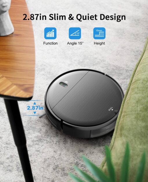 Robot Vacuum and Mop Combo, 2 in 1 Mopping Robot Vacuum Cleaner with Schedule, Wi-Fi/Voice/App, Strong Suction, Ease of Use, Self-Charging Robotic Vacuum, Slim, Ideal for Hard Floor, Pet Hair, Carpet - Image 4