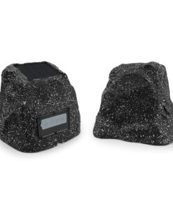 STUDIOFINIX 8" Rock Speakers Outdoor Waterproof - 5.3 Bluetooth Wireless Speaker Solar Powered Max Peak 240W for Garden,Patio,Deck,Pool,Backyard (Gray 1 Pair)