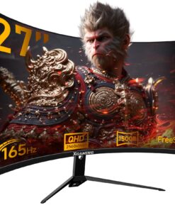 memzuoix 27-inch 2K Curved Gaming Computer Monitor | 144Hz/165Hz, 1ms(MPRT), 1500R | FreeSync, 100% sRGB, Built-in Speakers, VESA, Eye Care HDR HDMI Display (Black)