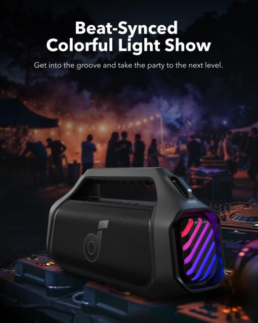 soundcore Boom 2 Plus By Anker, Outdoor Speaker, 140W, 2+2 Channel, BassUp 2.0, 20H Playtime, Fast Charge, IPX7 Waterproof, RGB Lights, Power Bank, Bluetooth 5.3, Portable for Outdoors, Camping, Beach - Image 5